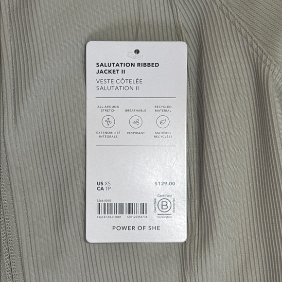 Athleta Salutation Ribbed Jacket II XS Gray Grey Zip-Up Stretch Activewear NWT - Picture 12 of 13